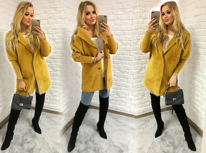 Sweter ALPAKI kurtka WEŁNA MODNE KOLORY oversize