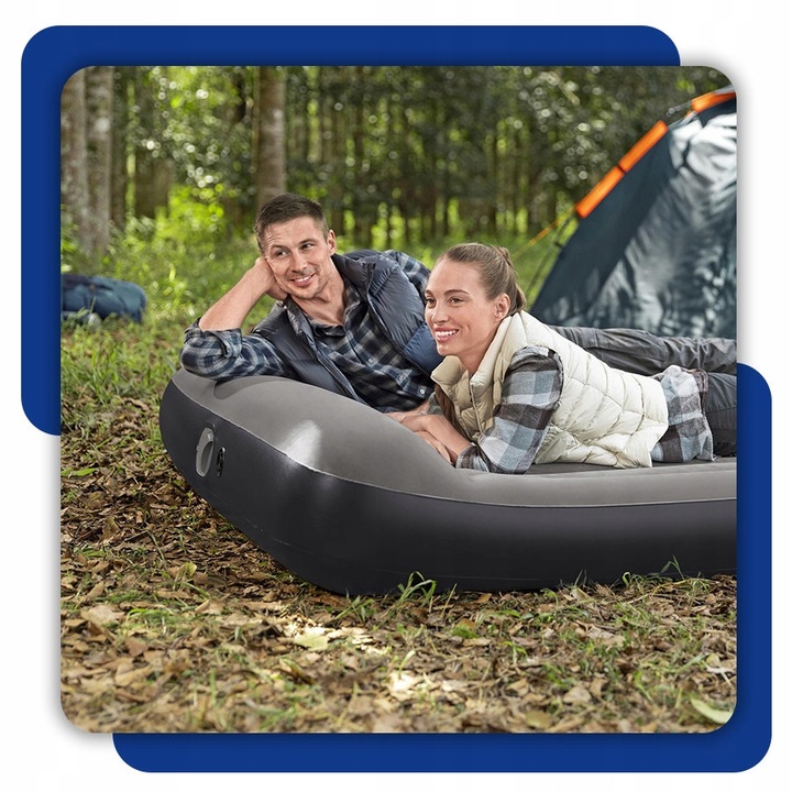 MATERAC DMUCHANY Z POMPKĄ USB ŁÓŻKO DO SPANIA 203 x 152 CM BESTWAY 671BS