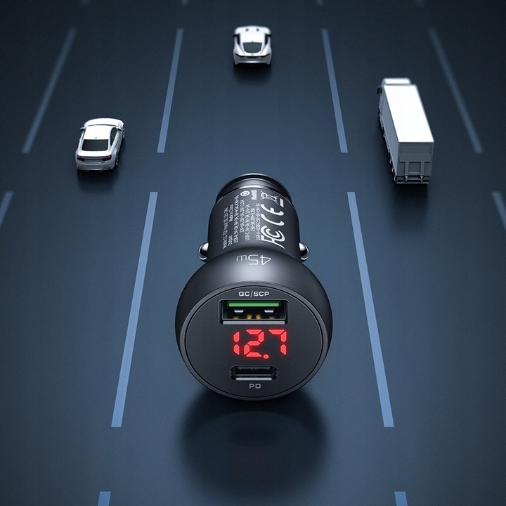 MCDODO ŁADOWARKA SAMOCHODOWA USB/USB-C PD 45W LCD