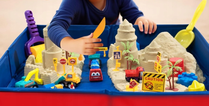 MAGICZNY PIASEK KINETYCZNY SKŁADANA PIASKOWNICA ZESTAW DLA DZIECI PREZENT