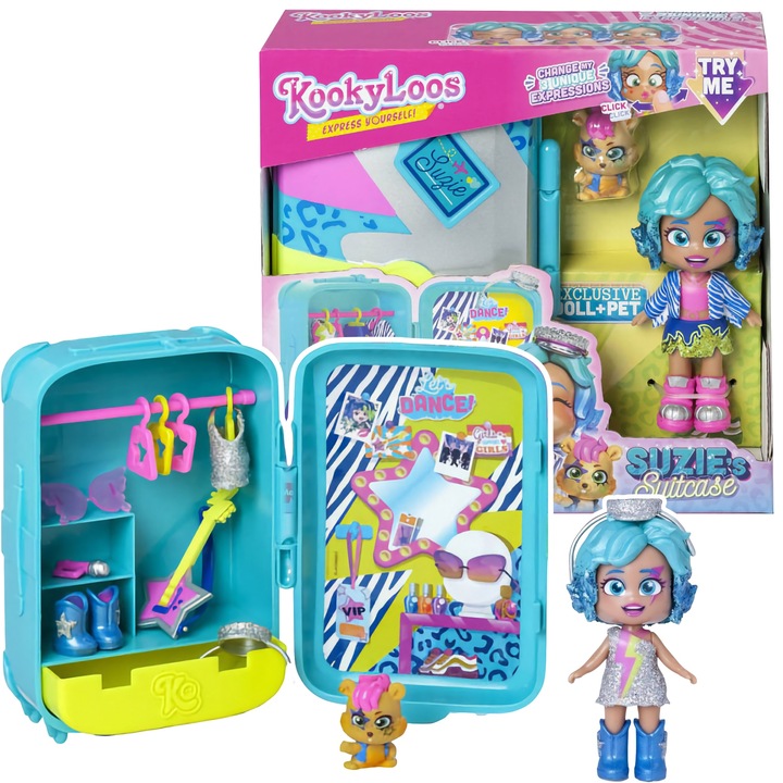 KookyLoos lalka Suzie z walizką suitcase figurka