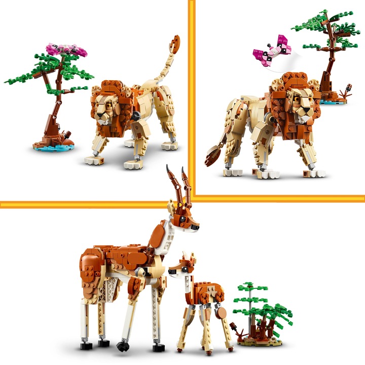 LEGO Creator 3w1 Ruchome Figurki Dzikie zwierzęta z safari 31150 Żyrafa Lew