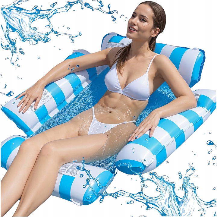 HAMAK WODNY MATERAC DO PŁYWANIA DMUCHANY Z SIATKĄ DO BASENU LEŻAK PLAŻOWY
