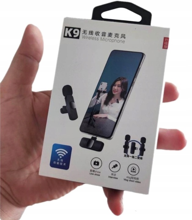 2xMIKROFON KRAWATOWY BEZPRZEWODOWY PRZYPINANY USB-C Lightning do IPhone 2w1