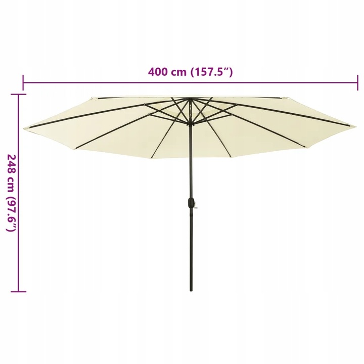 Parasol ogrodowy z LED, 400 cm, piaskowy