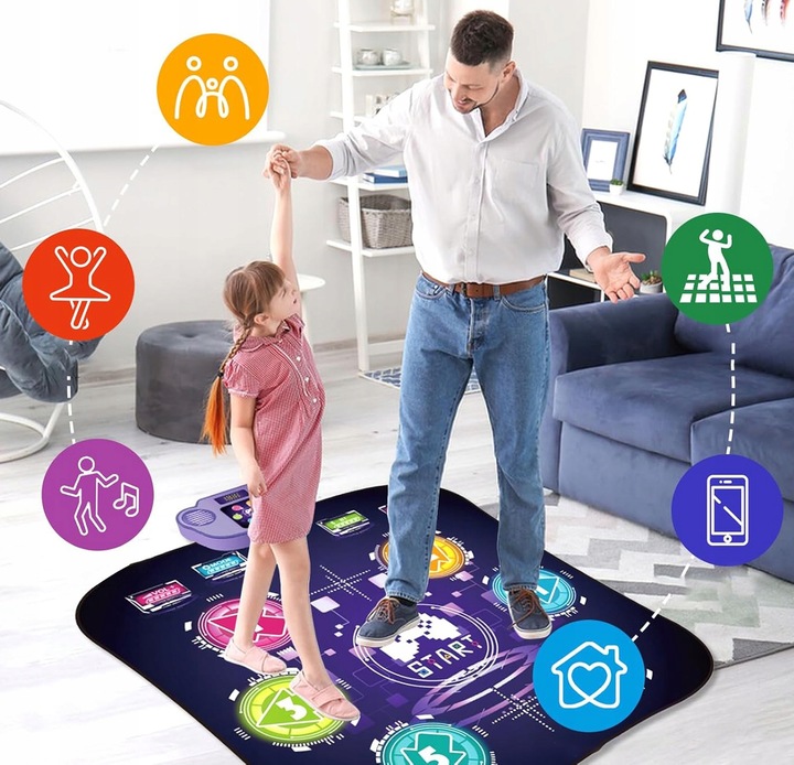 MATA LED DO TAŃCZENIA MUZYCZNA GRA DZIECI INTERAKTYWNA Z BLUETOOTH 5 TRYBÓW