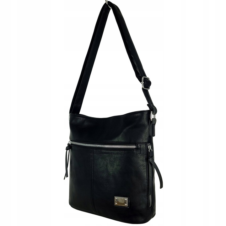 Torebka Damska Listonoszka Czarna Torba Worek Na Ramię Długi Pasek Lekka A5