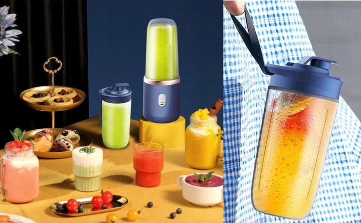 BLENDER KIELICHOWY PRZENOŚNY BEZPRZEWODOWY KEMPING 400ML 2 KUBKI