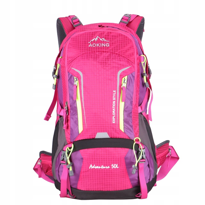 Plecak turystyczny 43l AOKING - fuksja, podzielna komora, wygodny