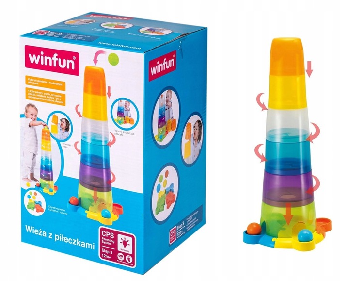 0737 Wieża z Piłeczkami Piramidka Duża SORTER Smily zabawa dla dzieci