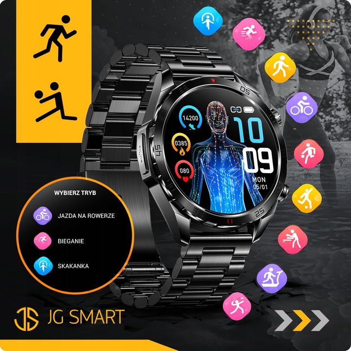 SMARTWATCH MĘSKI ZEGAREK EKG FUNKCJA POMIARU CUKRU AMOLED CIŚNIENIE ROZMOWY