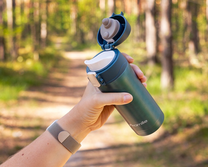 KUBEK TERMICZNY TERMOS STALOWY 100% SZCZELNY pojemny bidon KAMILLE 320 ml