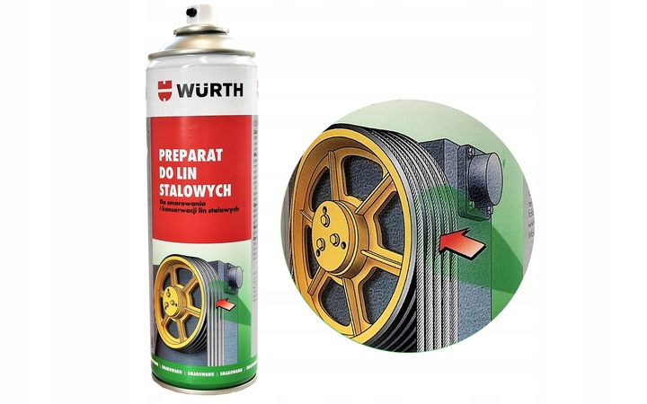 WURTH Smar do Przekładni Linowych Lin Stalowych Antykorozyjny Spray 500 ml