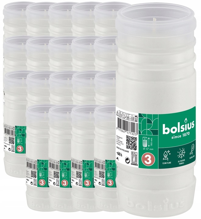 Wkłady do zniczy 14,5 cm Bolsius RP3 parafinowe całoroczne - 68 godzin