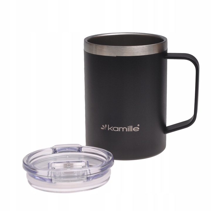 KUBEK TERMICZNY stalowy TERMOS do kawy herbaty z uchwytem KAMILLE 360ml