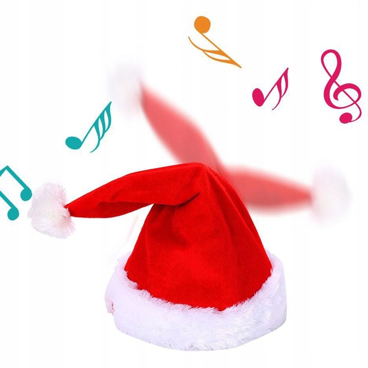 INTERAKTYWNA CZAPKA MIKOŁAJA TAŃCZĄCA GRAJĄCA ZABAWNA DEKORACJA ŚWIĄTECZNA