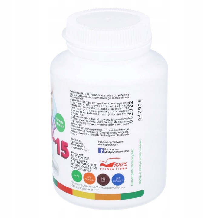 Aliness Witamina B complex B-15 METHYL ZDROWA SKÓRA WŁOSY 100 vege kaps