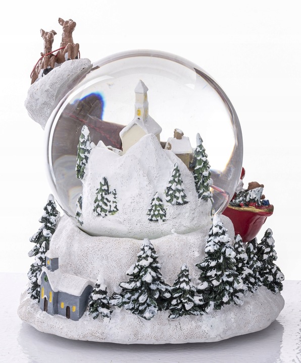 SZKLANA KULA ŚNIEŻNA 20CM Z POZYTYWKA ŚWIĄTECZNA ZE ŚNIEGIEM ŚWIĘTY MIKOŁAJ