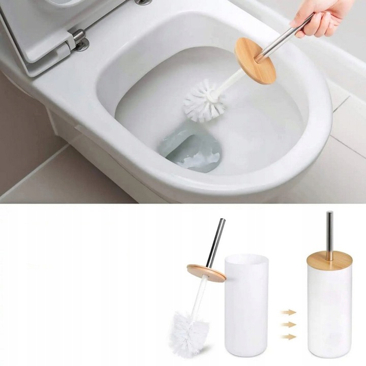 ZESTAW ŁAZIENKOWY 6 ELEMENTÓW AKCESORIA DO WC KOSZ DOZOWNIK BIAŁY KOMPLET