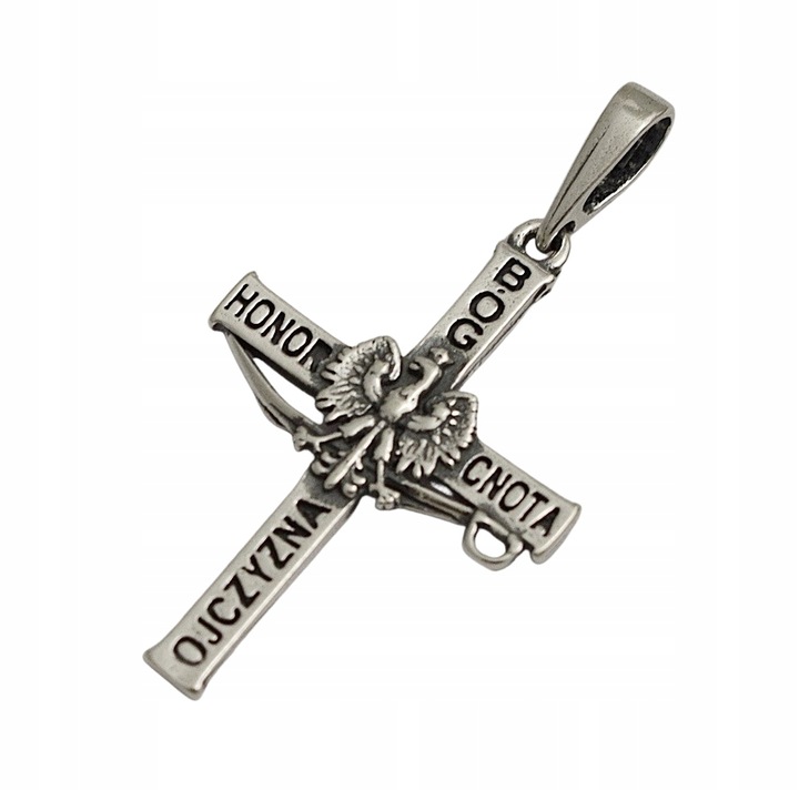 Krzyżyk Srebrny Męski Oksydowany z Orłem pr 925 Grawer Gratis