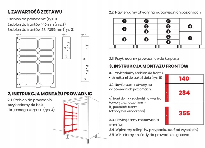 Szablon do montażu szuflad Tandembox GTV Modernbox