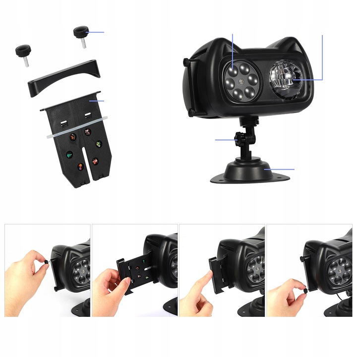 PROJEKTOR LASEROWY ŚWIĄTECZNY ZEWNĘTRZNY GWIAZD RGB PILOT 72 WZORÓW RZUTNIK