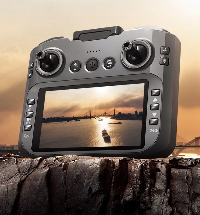 DRON KONTROLER Z LCD 2 kamery SILNIK BEZSZCZOTKOWY ZABAWKA 135G WIFI 3x AKU