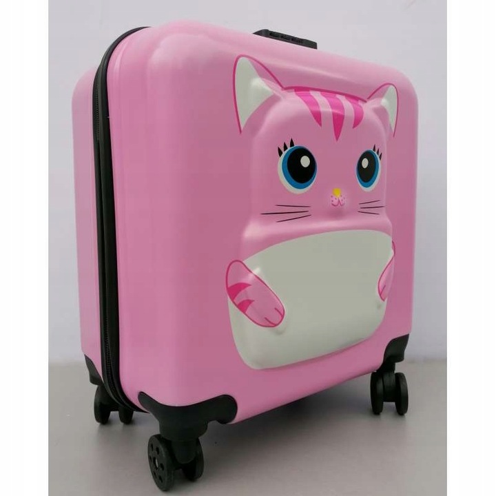 KOT KOTEK WALIZKA 3D DZIECIĘCA BAGAŻ SZYFR DLA DZIECI 4 KÓŁKA