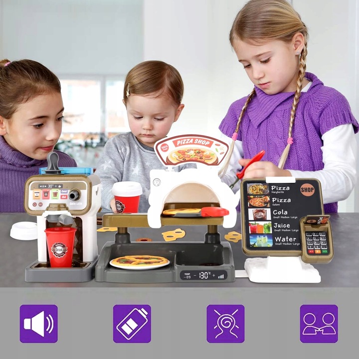 KASA SKLEPOWA INTERAKTYWNA PIZZERIA SKLEP DUŻY ZESTAW EKSPRES do KAWY WODA