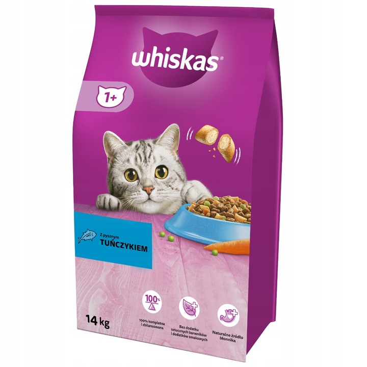 SUCHA KARMA WHISKAS DLA KOTA Z PYSZNYM TUŃCZYKIEM 14KG