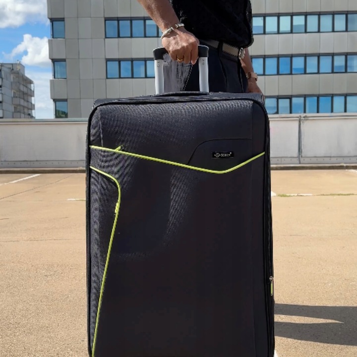 Walizka ŚREDNIA na kółkach podróżna MATERIAŁOWA miękka pojemna GRATIS KOLOR