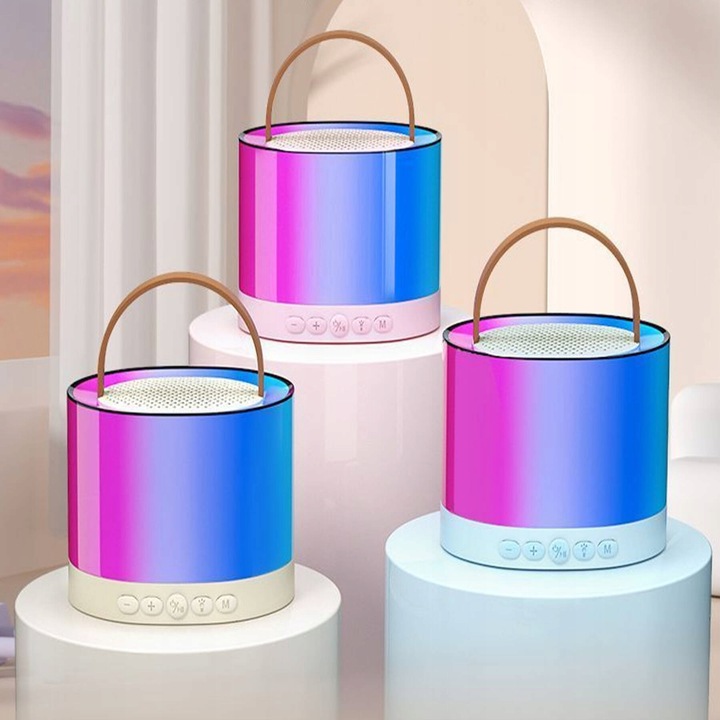 ZESTAW KARAOKE 2 MIKROFONY BEZPRZEWODOWY PRZENOŚNY GŁOŚNIK BLUETOOTH LED