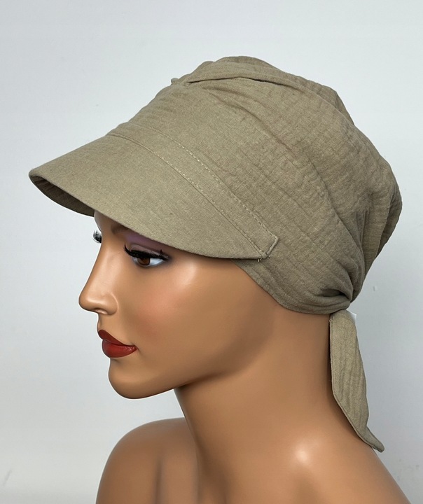 Turban chusta na lato z daszkiem Tess M-1 muślinu także po chemioterapii