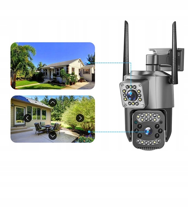 KAMERA OBROTOWA WIFI ZEWNĘTRZNA 2xOBIEKTYW 2+2MP 2W1 ZOOM 2K DETEKCJA BLOW
