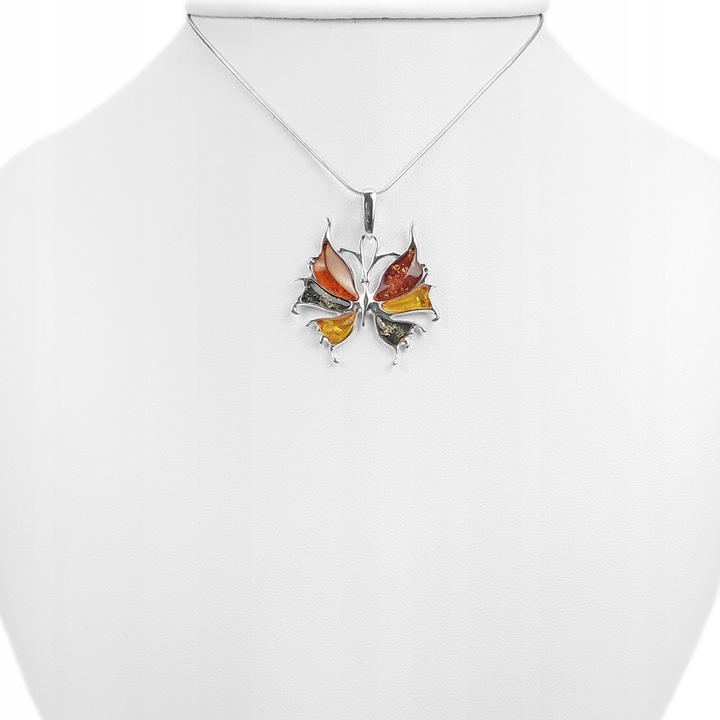 SREBRNA BROSZKA MOTYL z oryginalny BURSZTYN SREBRO prezent dla MAMY KOBIETY