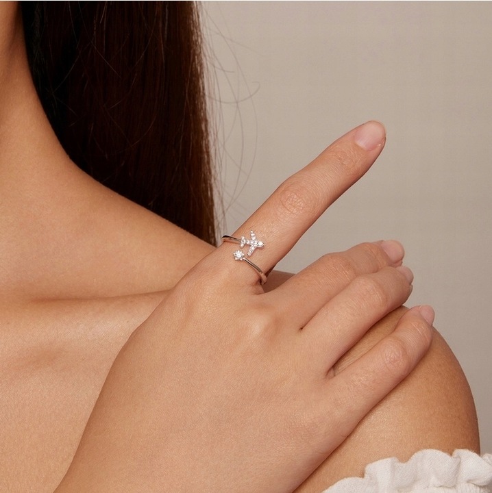 Pierścionek srebro regulowany SAMOLOT s925+pudełko