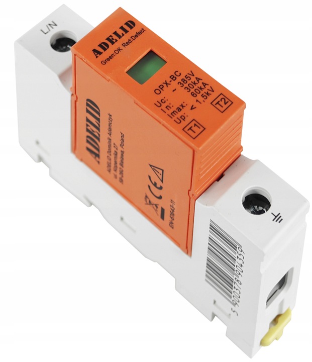 OGRANICZNIK OCHRONNIK PRZEPIĘĆ PRZEPIĘCIOWY 1-FAZ B+C T1 T2 1P 6kA AC