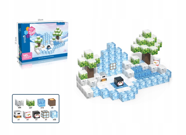 KLOCKI MAGNETYCZNE 2 cm kostki budowlane konstrukcyjne BLOKI SZEŚCIANY 145