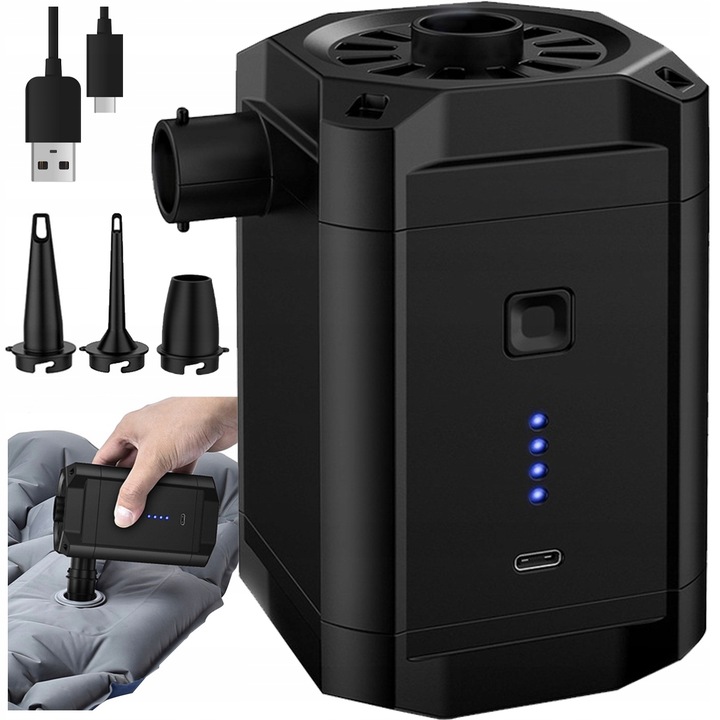 Elektryczna Pompka do Materaca Pontonu Basenu Akumulatorowa USB - typ C