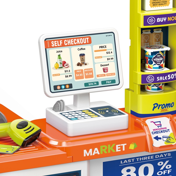 SUPERMARKET SKLEP DLA DZIECI STRAGAN KASA WAGA KOSZYK WÓZEK SMARTFON MATADI