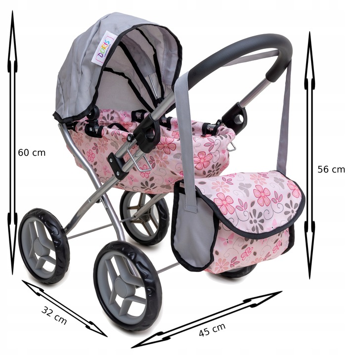 WÓZEK dla lalek głęboki gondola + TOREBKA TORBA do wózka dla lalki