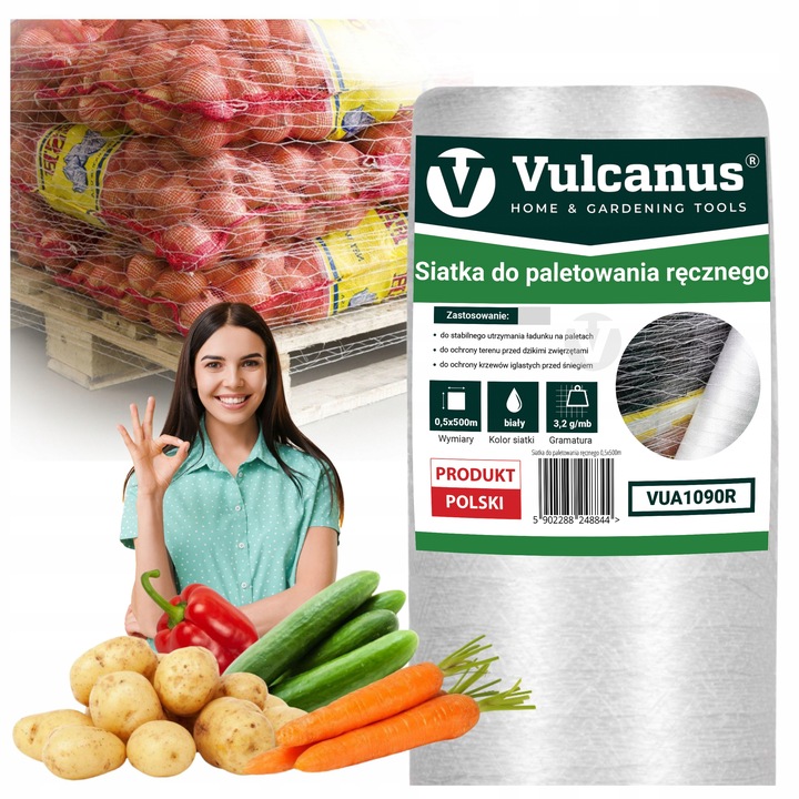 Siatka Do Paletowania Owijania 0,5x500m 3,2g Palet Pakowania Drewna Warzyw