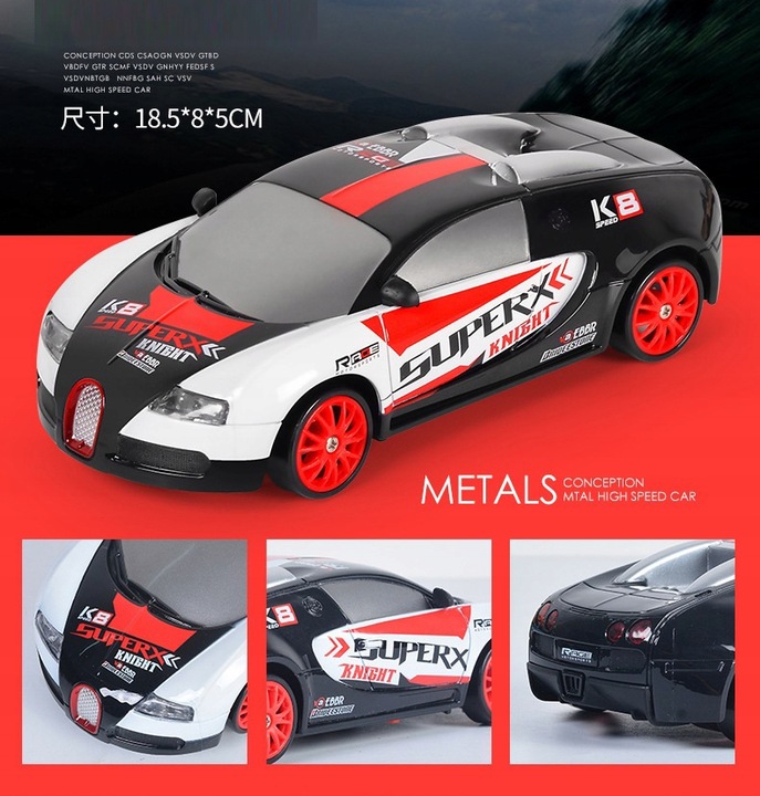 Samochód zdalnie sterowany do DRIFTu auto RC na pilota LED pachołki