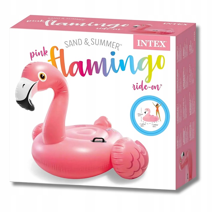 DMUCHANY MATERAC FLAMING Z UCHWYTAMI INTEX 57558 DUŻY XXL do wody pływania