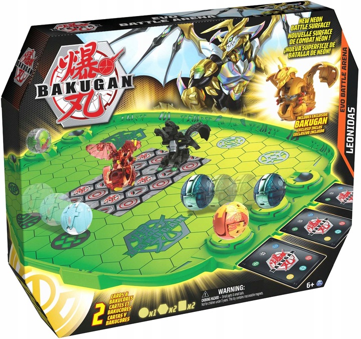 ZESTAW BAKUGAN BATTLE ARENA EVO LEONIDAS + FIGURKA I KARTY