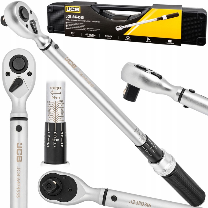 KLUCZ DYNAMOMETRYCZNY Z BLOKADĄ CERTYFIKAT KALIBRACJI ETUI 40-220NM 1/2 JCB