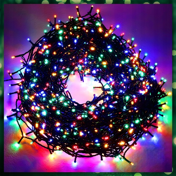 LAMPKI CHOINKOWE MULTIKOLOR 1000LED 8 TRYB ZEW/WEW 63 METRY NA CHOINKĘ