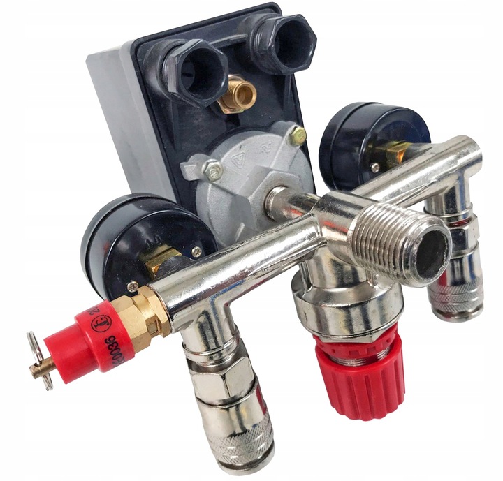 WYŁĄCZNIK CIŚNIENIOWY DO KOMPRESORA 230V PRESOSTAT REDUKTOR 8 BAR 1/2" 1/4"