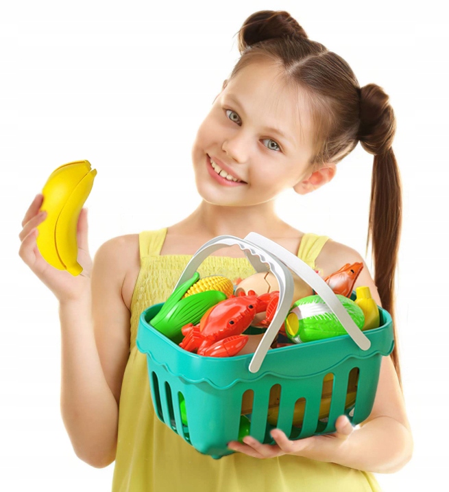 ZESTAW KUCHNIA SKLEP DLA DZIECI DO KROJENIA OWOCE WARZYWA NA RZEP KOSZYK