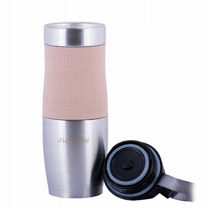 KUBEK TERMICZNY TERMOS STALOWY 100% SZCZELNY pojemny bidon KAMILLE 480 ml